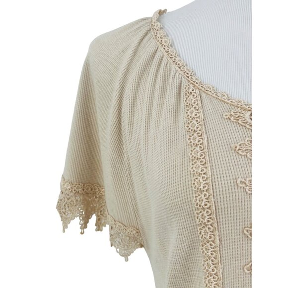 Vintage Y2K Free People Crochet Lace Cardigan Top • Boho Fairycore Coquette - Picture 4 of 12